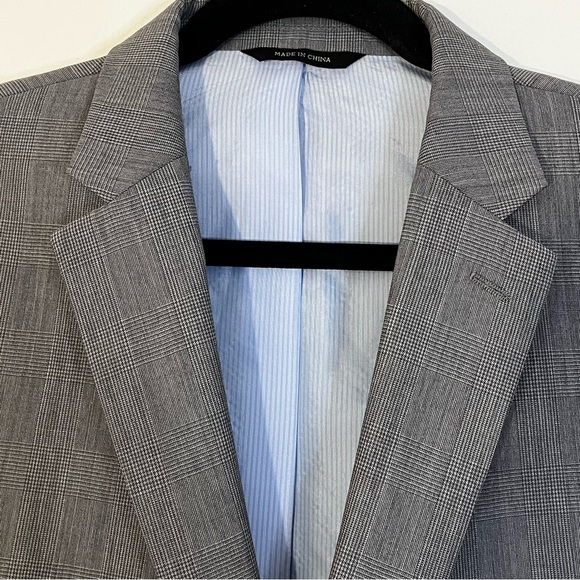 Banana Republic | Wool gray suit jacket/blazer Mens size 44L sport coat plaid - Picture 2 of 10